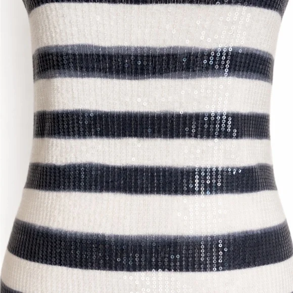 Apt. 9 Blue and Cream Sequin Tank Top | Women's Size Small - Picture 5 of 7